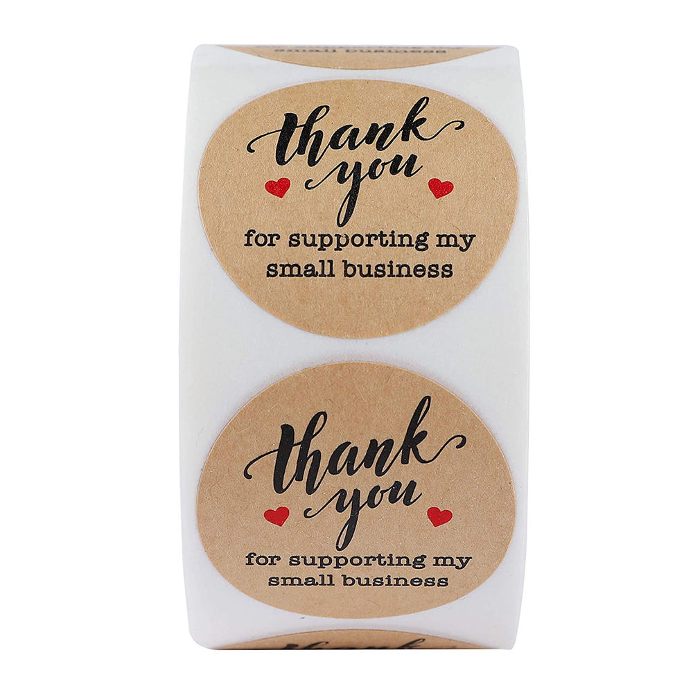 Custom Adhesive Round Thank You Roll Stickers for Small Business Packaging Labels