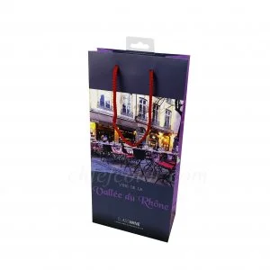 Custom Single Bottle Wine Paper Bags with Plastic Hook