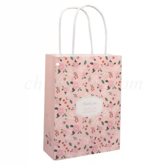 Printed White Kraft Paper Shopping Bag