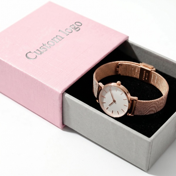 Custom Rigid Grey Board Drawer Watch Box Sliding Packaging for Watch