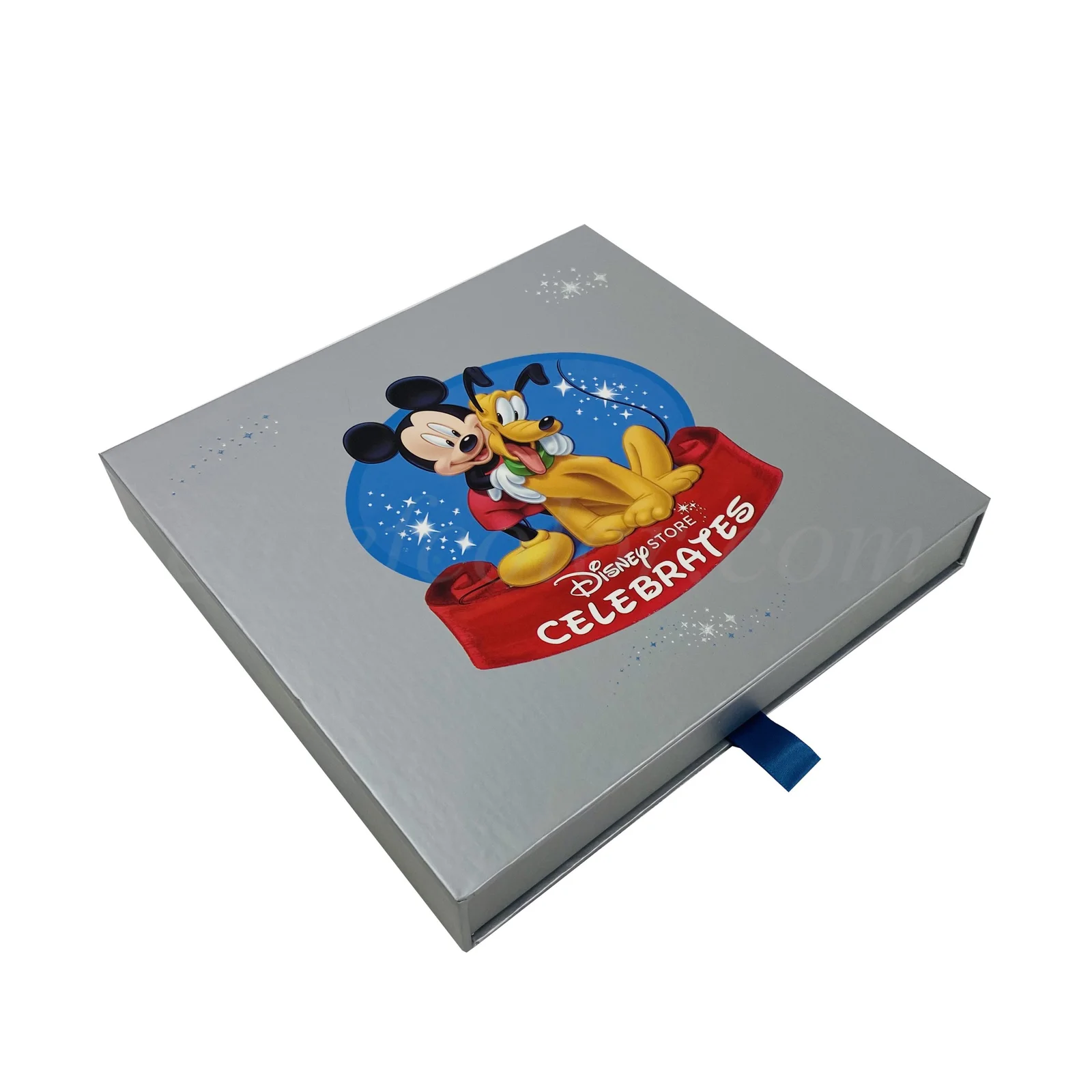Grey Sliding Paper Box with Ribbon Puller for Gifts Packaging