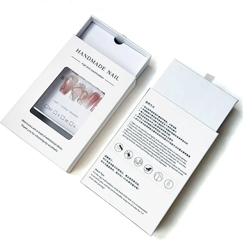 Custom Custom Sliding Press On Nail Boxes packaging reference image for rigid box quote and sample review