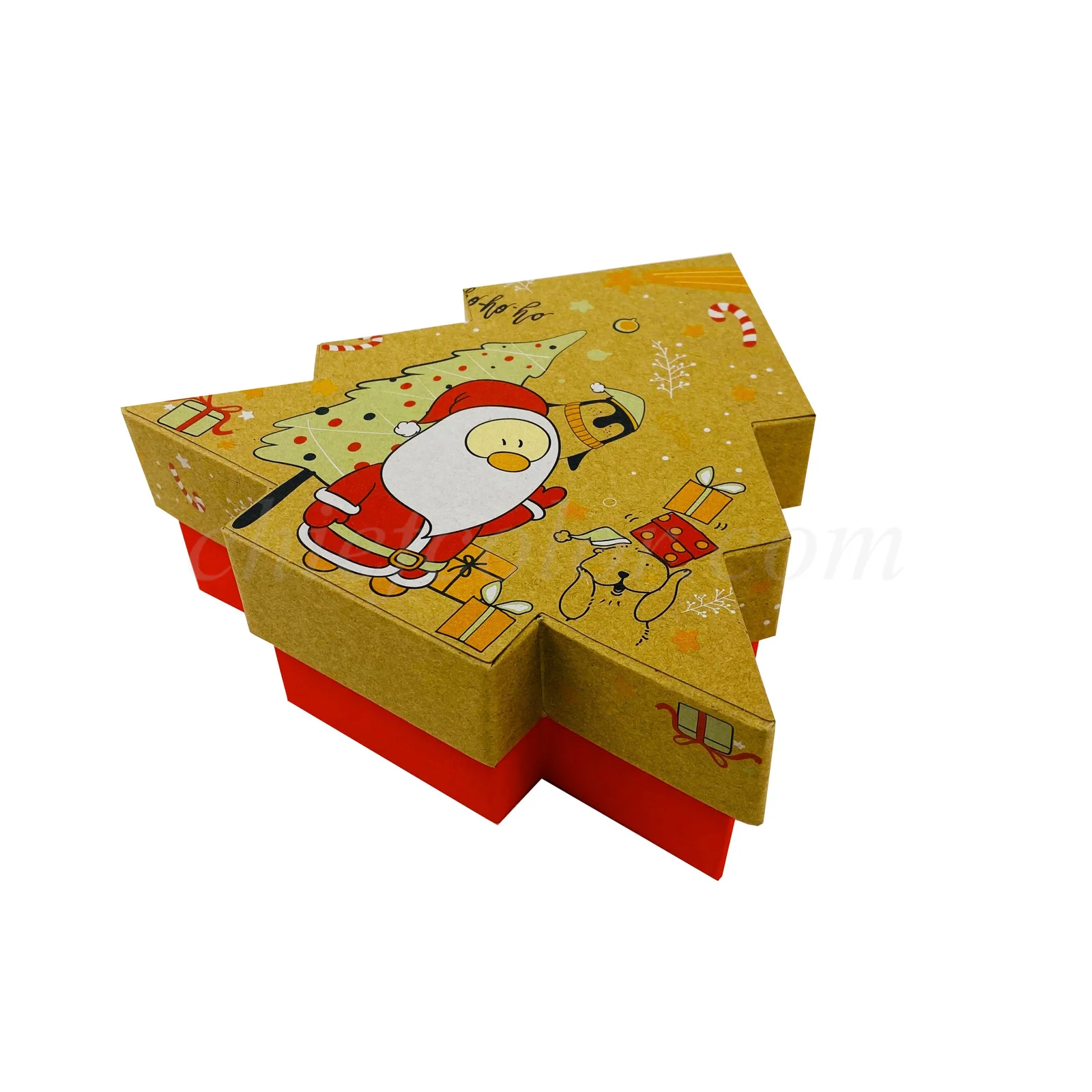 Christmas Rigid Lid and Base Tree Shaped Cardboard Box for Gifts Packaging