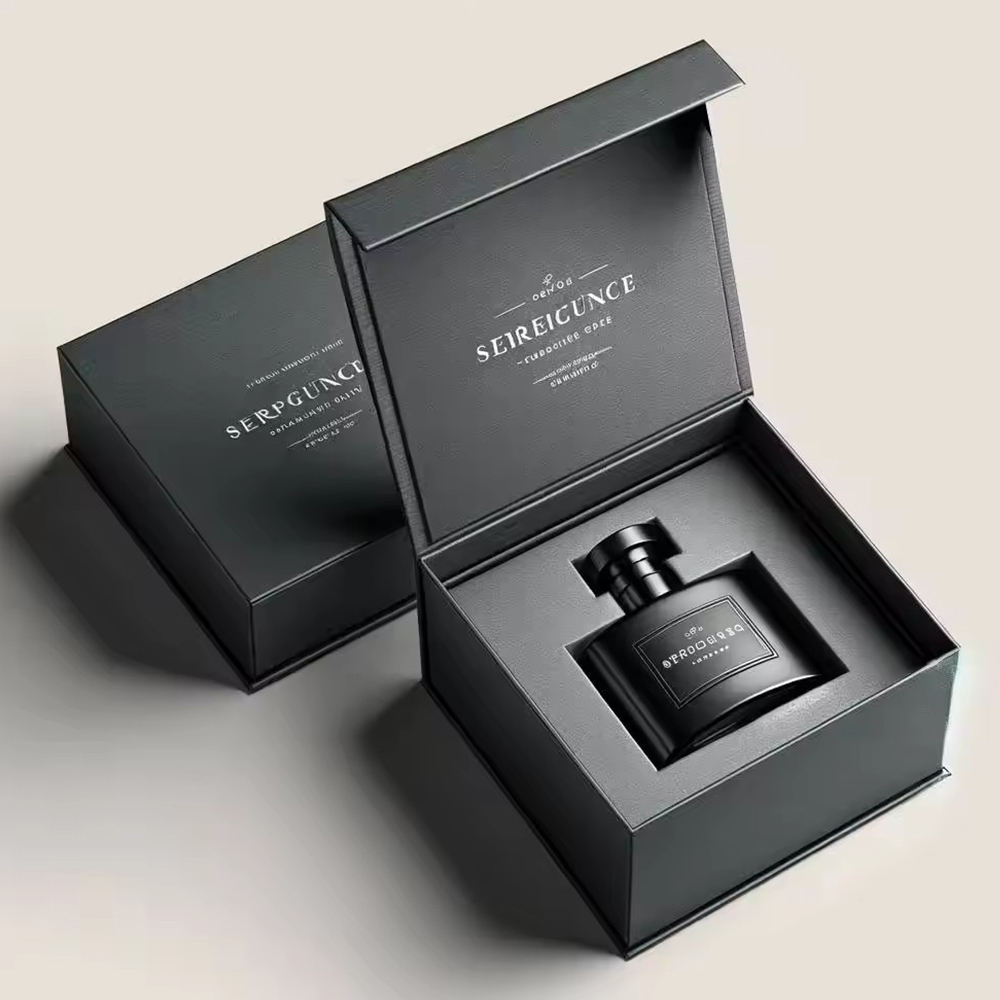 Custom Silver Logo Black Rigid Magnetic Gift Box