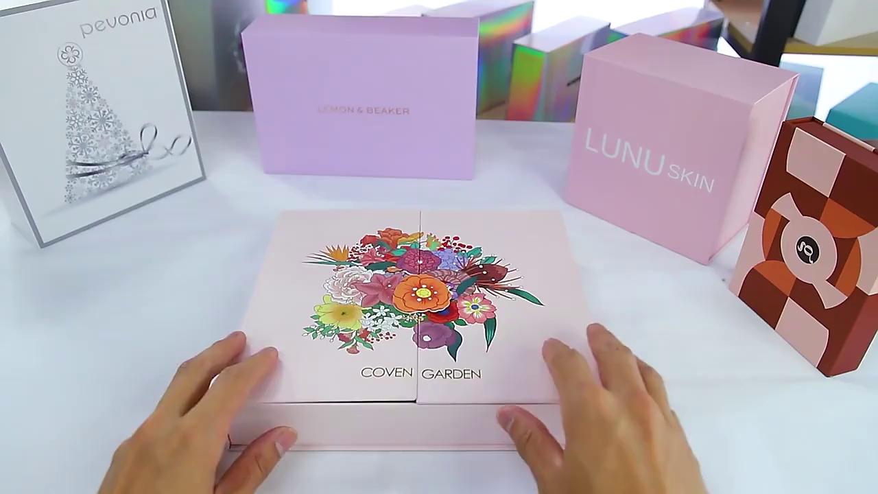 Custom Double Open Gift Box Cardboard Packaging with Floral Printing