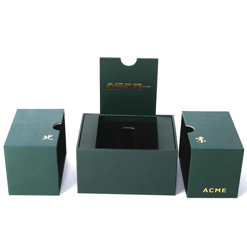 Caja de reloj personalizada única con doble funda deslizante